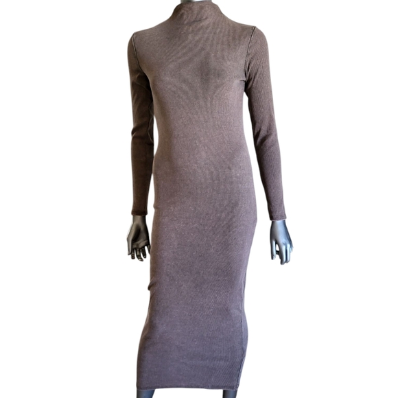 Zara Dresses & Skirts - 179. Zara Elegant Brown Long Sleeve Bodycon Dress - Size Medium